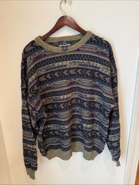 Enro Traditions Vintage Wool Blend Patterned Sweater Size XL
